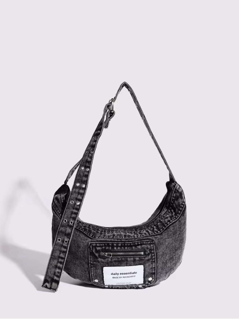 Black Denim Hobo Bag